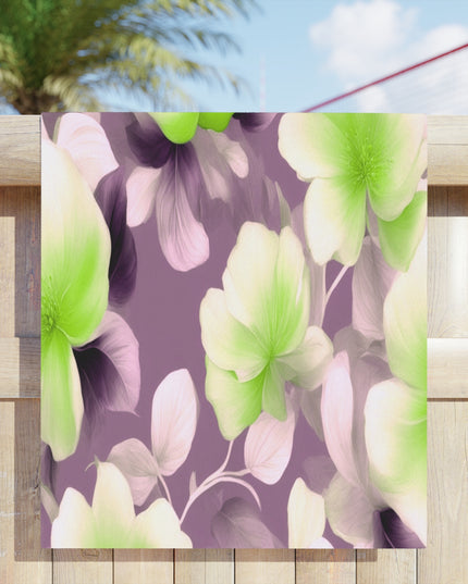 Lime Lavender Floral Bunch Beach Towel, 30" x 60"