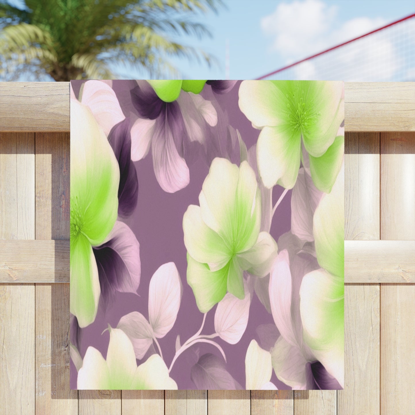 Lime Lavender Floral Bunch Beach Towel, 30" x 60"
