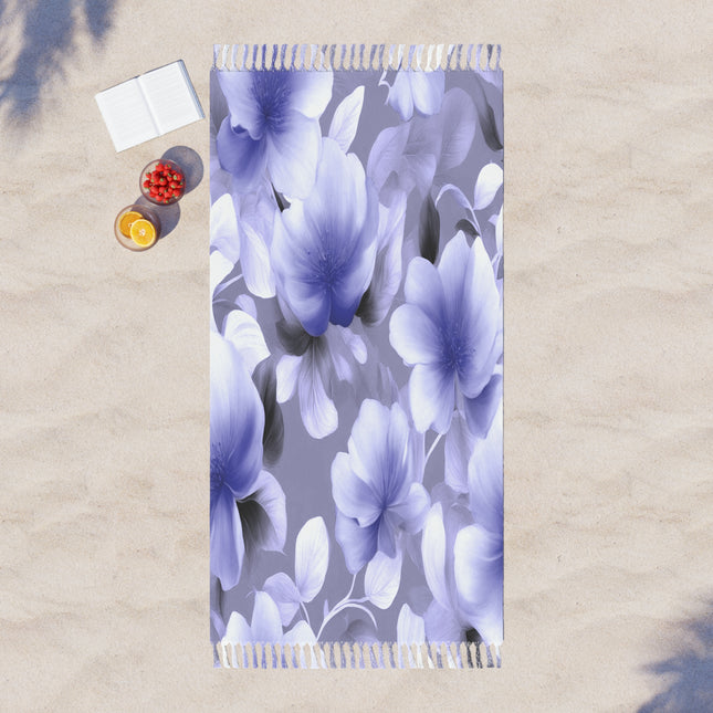Indigo Blossom Floral Bunch 38" × 81" Boho Beach Cloth