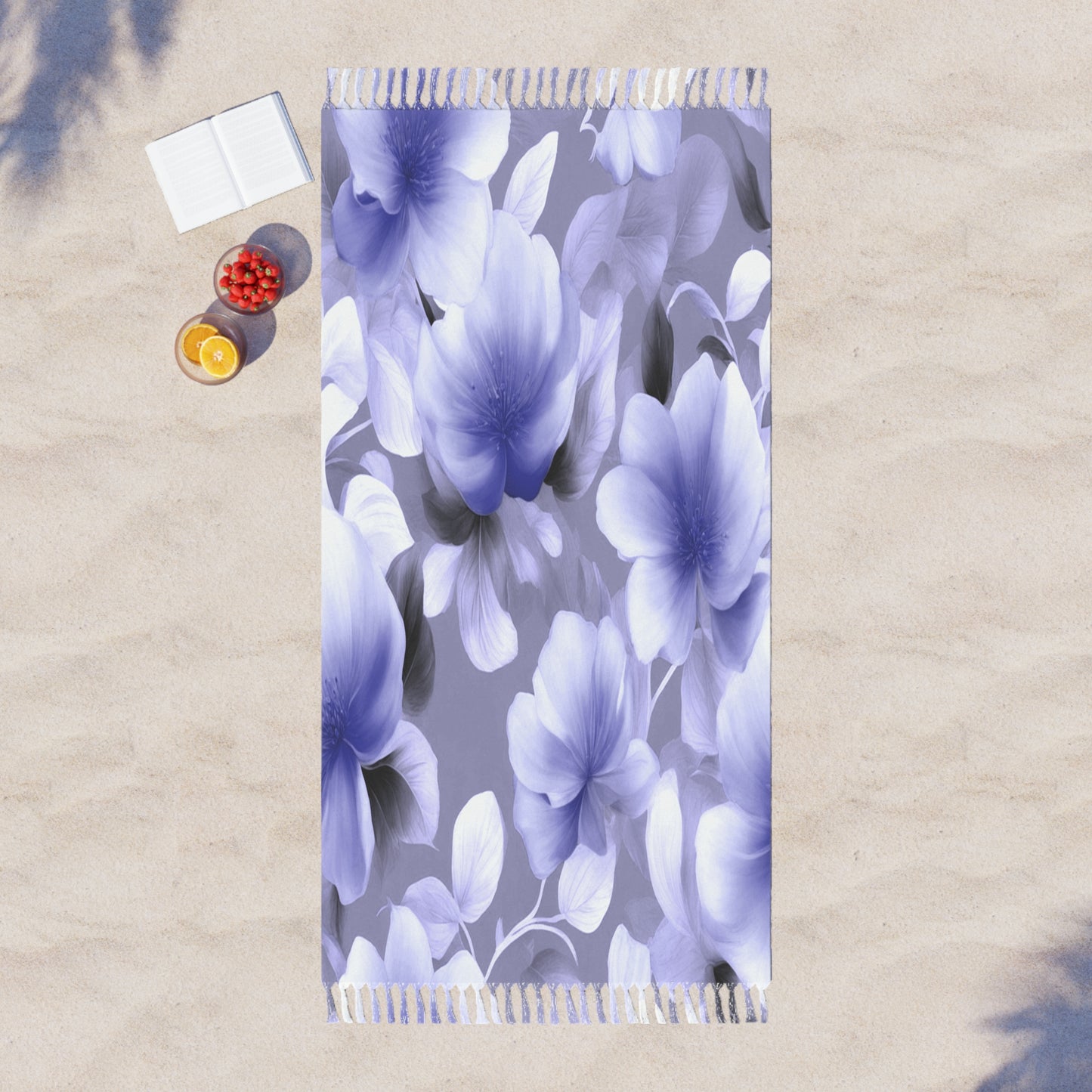 Indigo Blossom Floral Bunch 38" × 81" Boho Beach Cloth