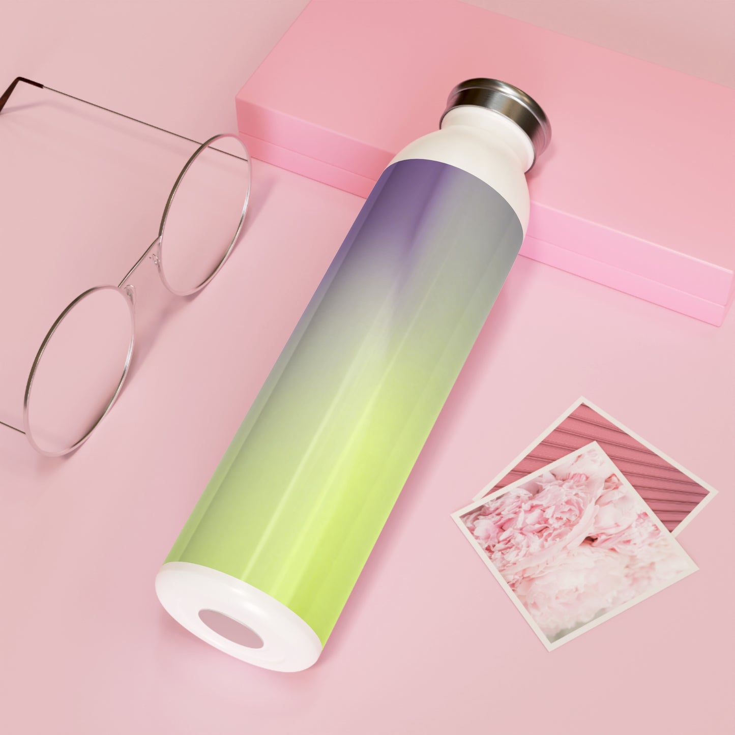 Purple Golden Fade Slim Water Bottle, 20 oz White