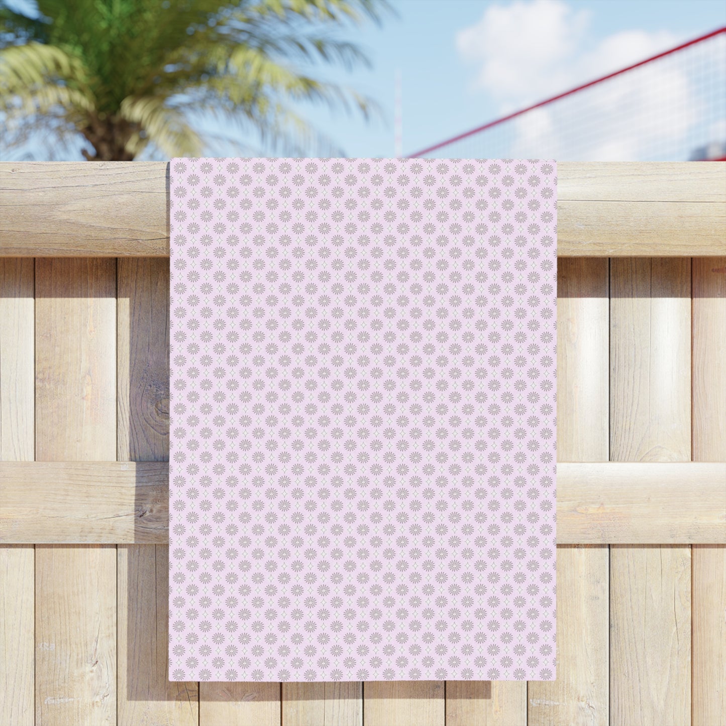 Pink Mornings Star-crossed Bodies Beach Towel, 24" x 44"