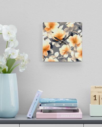 Soft Blossom Floral Bunch Acrylic Wall Clock, Round or Square, 10.75" x 10.75"