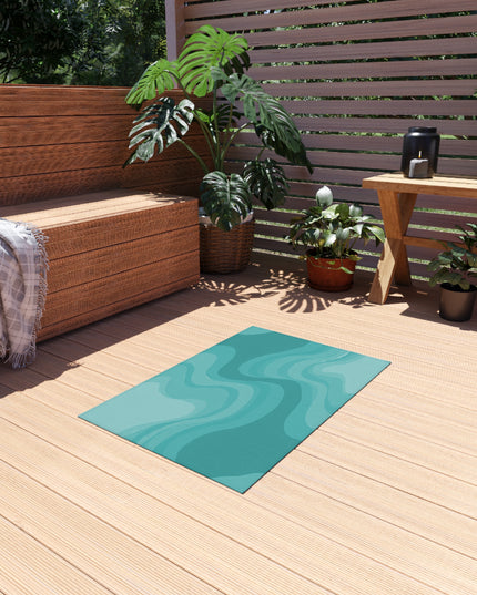 Tif Green Wavey 24" x 36" Outdoor Rug