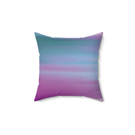 Dark Blue Green Sea Purple Fog 14" x 14" Faux Suede Square Pillow