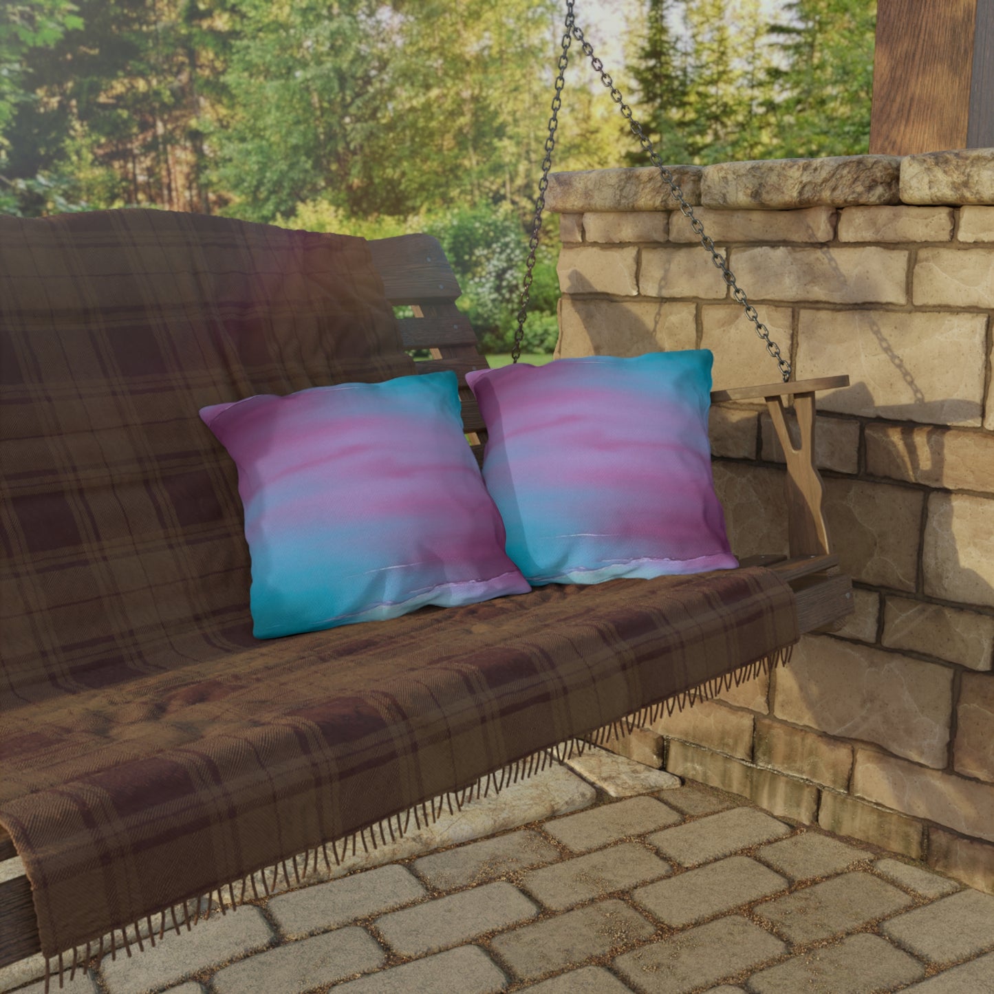 Wine Sea Blue Fog 16" x 16" Outdoor Pillow