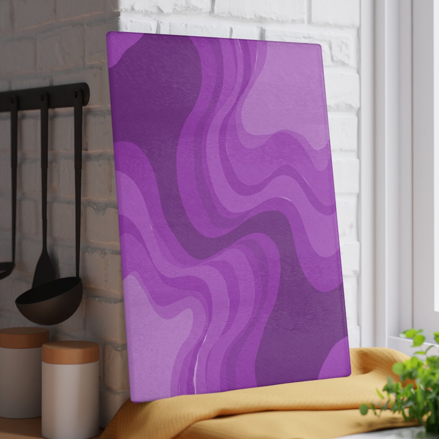 Wavey Purple Wavey Glass Cutting Board, 11" x 15"