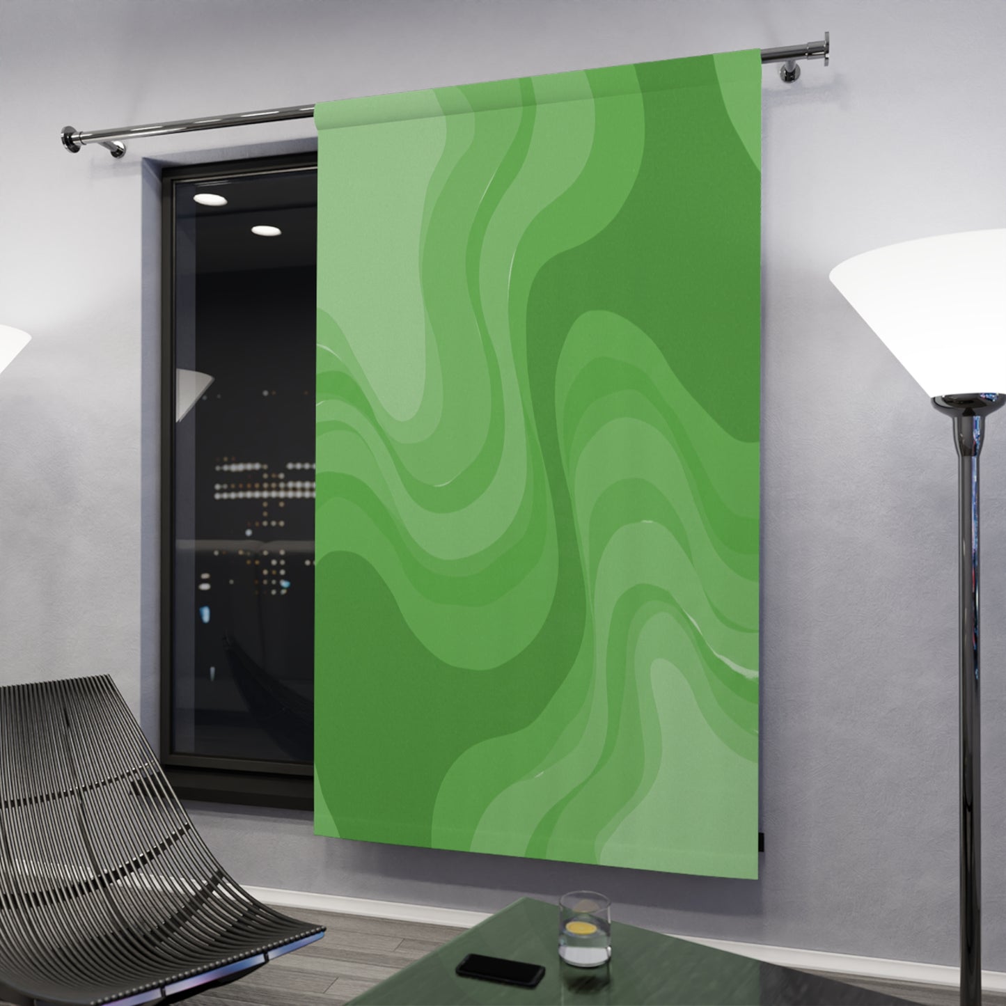 Greenie Meanie Wavey Window Curtain, 50" x  84", blackout