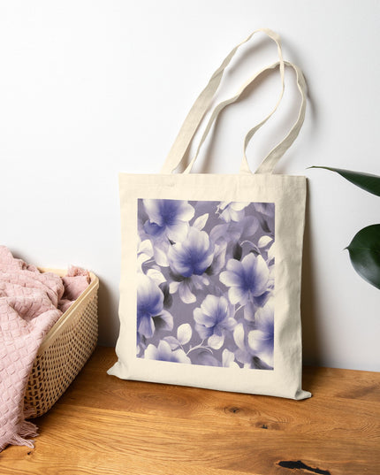 Indigo Blossom Floral Bunch Cotton Canvas Tote Bag