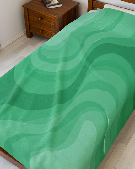 Mint Green Wavey Velveteen Plush Blanket, 60" x 80"