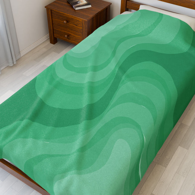 Mint Green Wavey Velveteen Plush Blanket, 60" x 80"