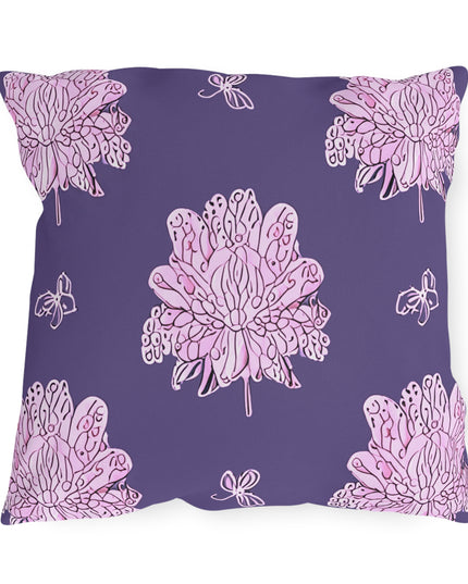 Magenta Floral Butterflies 18" x 18" Outdoor Pillow