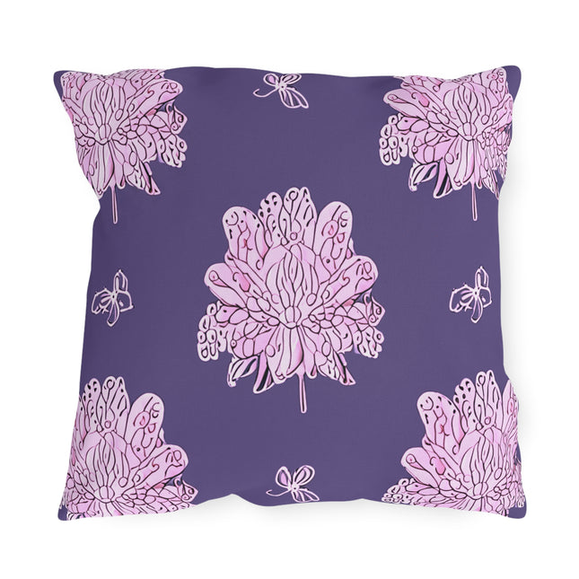 Magenta Floral Butterflies 18" x 18" Outdoor Pillow