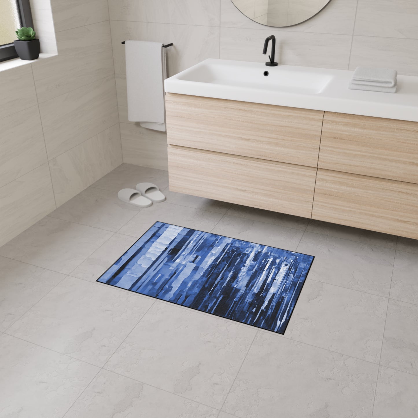 Striped Deep Blue 24" x 36" Heavy Duty Floor Mat