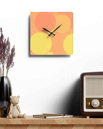 Pastel Bright Oranges Patches Acrylic Wall Clock, Round or Square, 10.75" x 10.75"