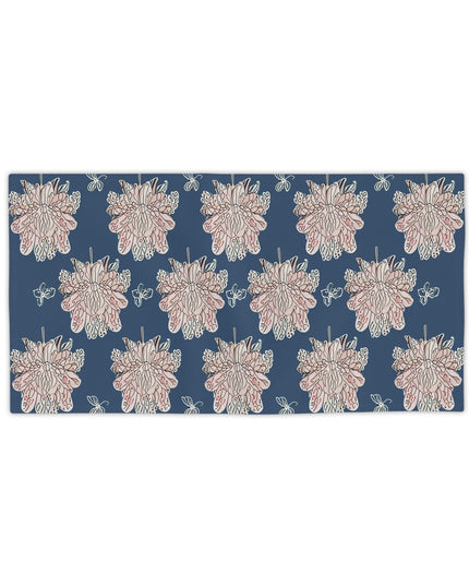 Rose White Floral Butterflies Beach Towel, 24" x 44"