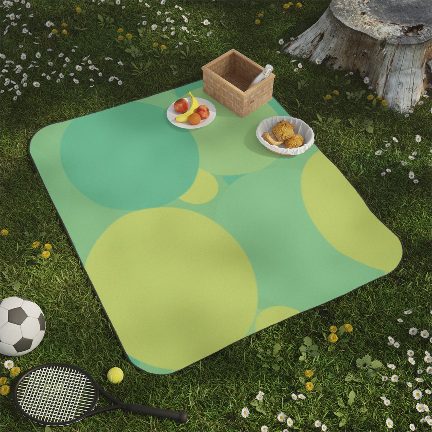 Pastel Green Patches 61" × 51" Picnic Blanket