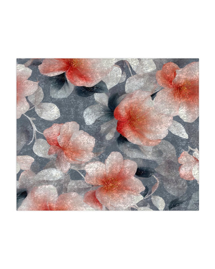 Red Blossom Floral Bunch Crushed Velvet Blanket, 50" x 60"