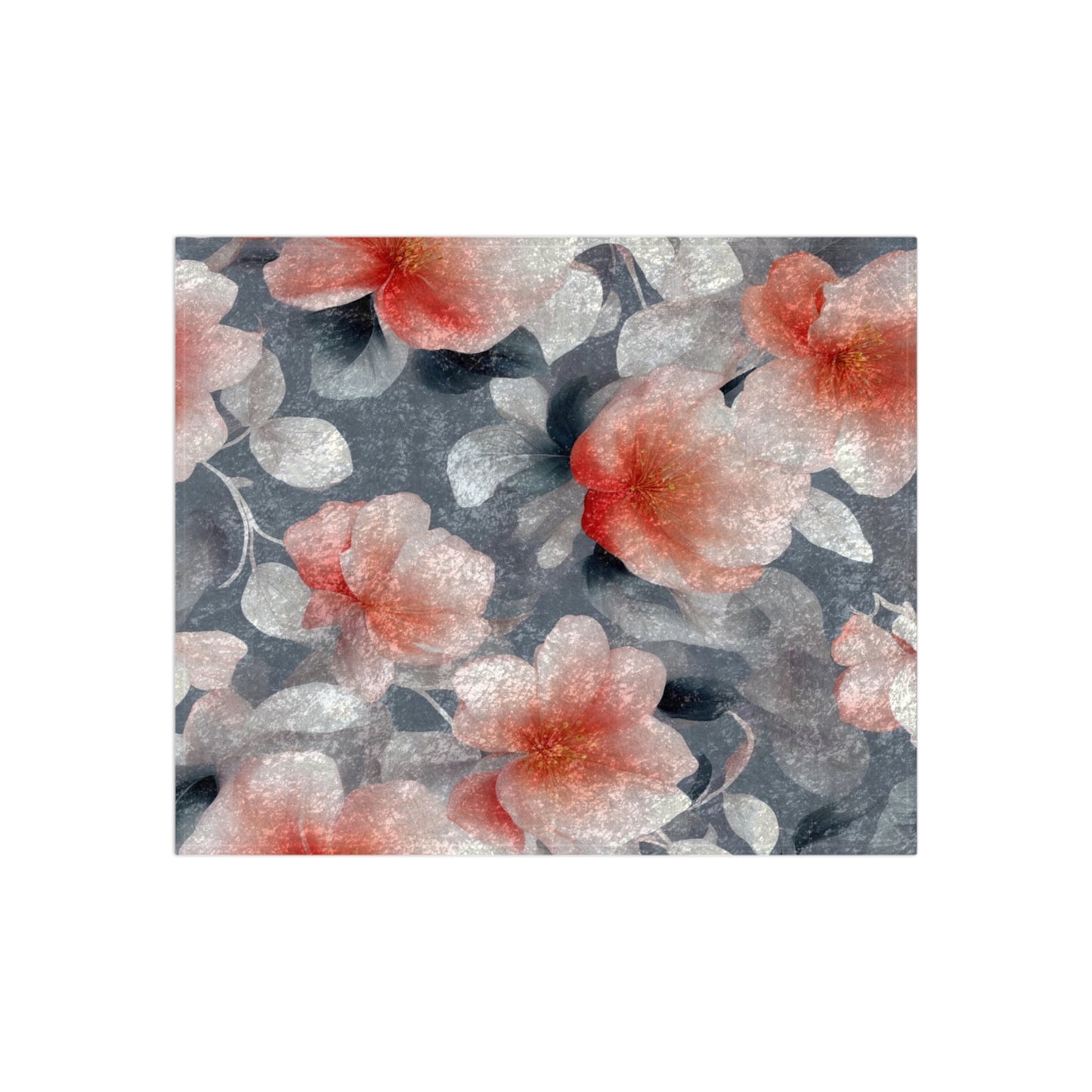 Red Blossom Floral Bunch Crushed Velvet Blanket, 50" x 60"
