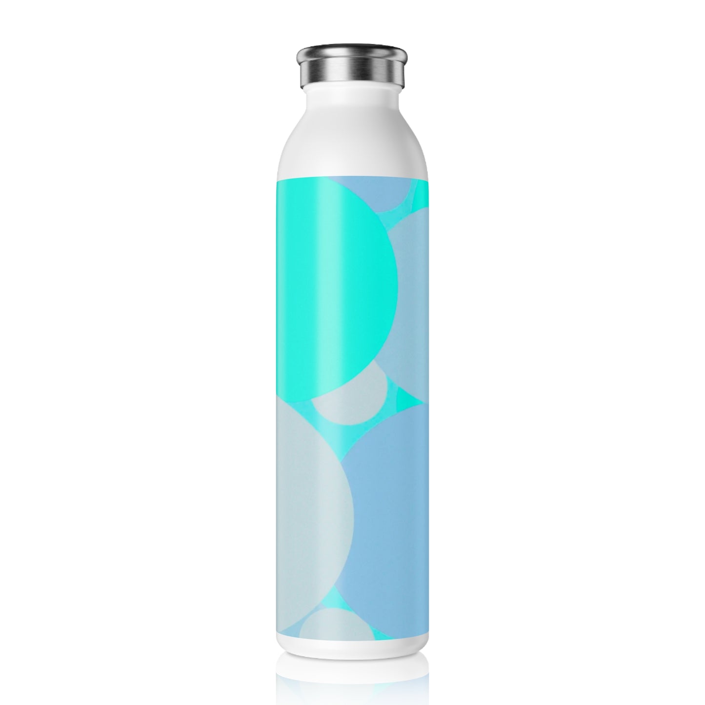 Pastel Tan and Tif Patches Slim Water Bottle, 20 oz White
