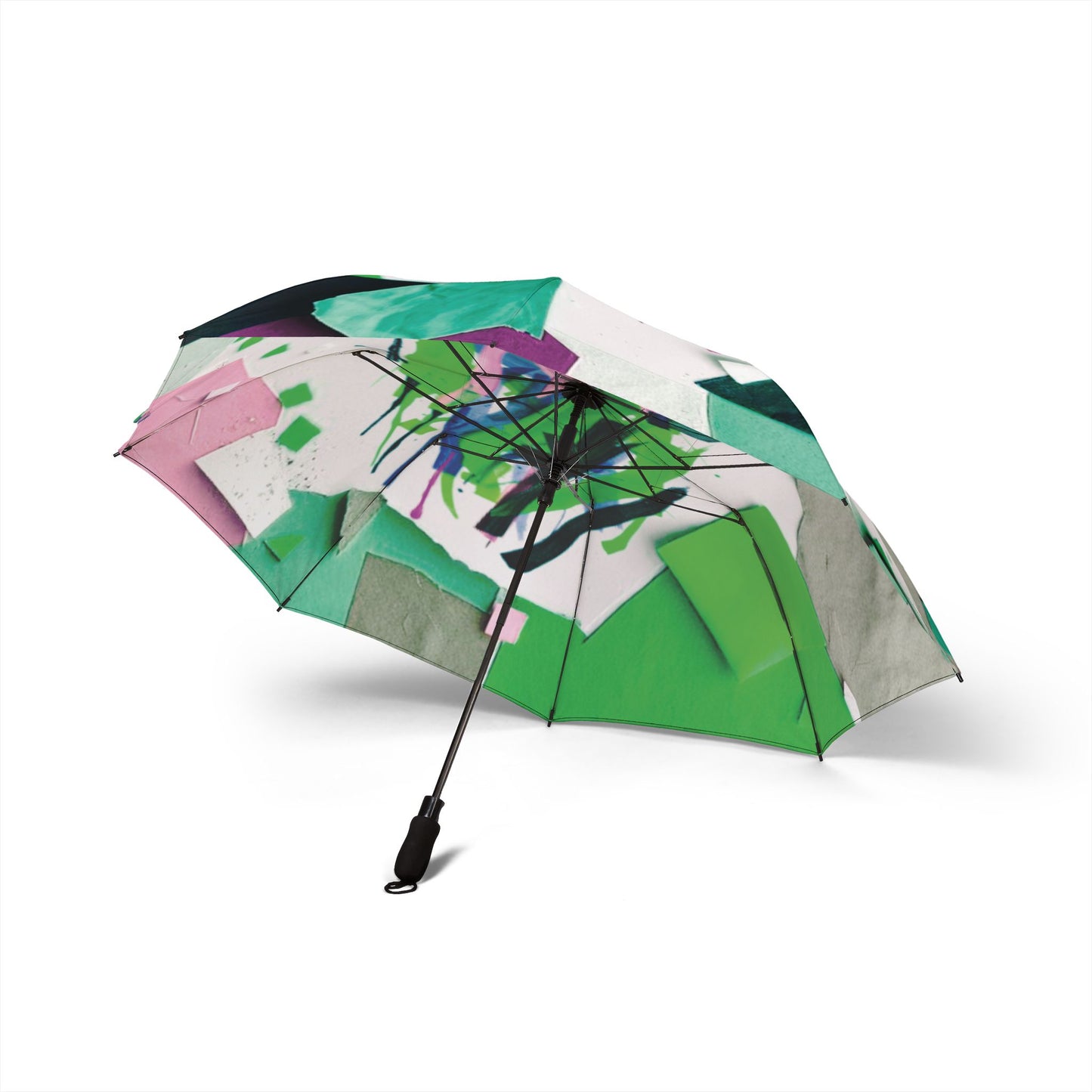 Beta Green Paper Paint Foldable Umbrella - Compact & Chic