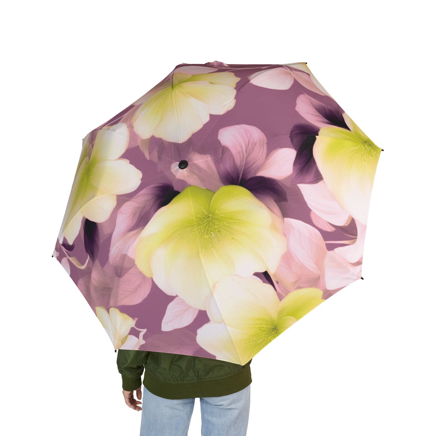 Lemon Blossoms Floral Bunch Foldable Umbrella - Compact & Chic