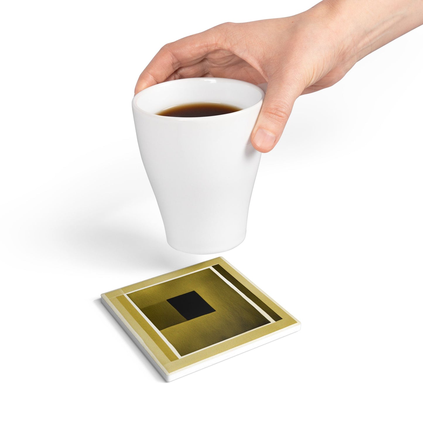 Tan Shadow 4" x 4" Square Ceramic Coaster