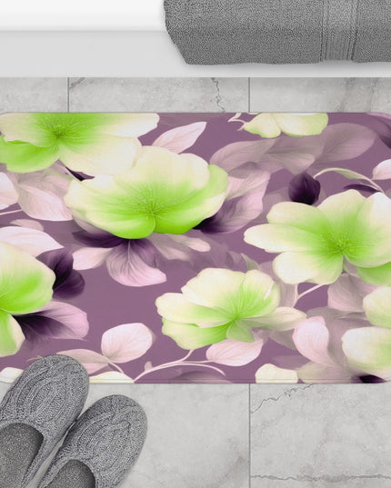 Lime Lavender Floral Bunch 34" x 21" Bath Mat
