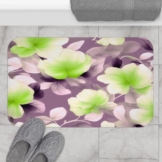 Lime Lavender Floral Bunch 34" x 21" Bath Mat