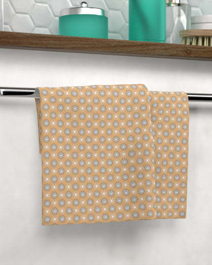 Tan Sunset Star-crossed Bodies Face Towel, 13" x 13"