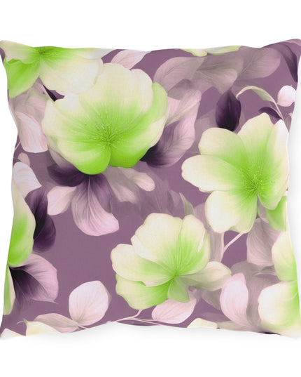 Lime Lavender Floral Bunch Outdoor Pillow, 16" x 16"