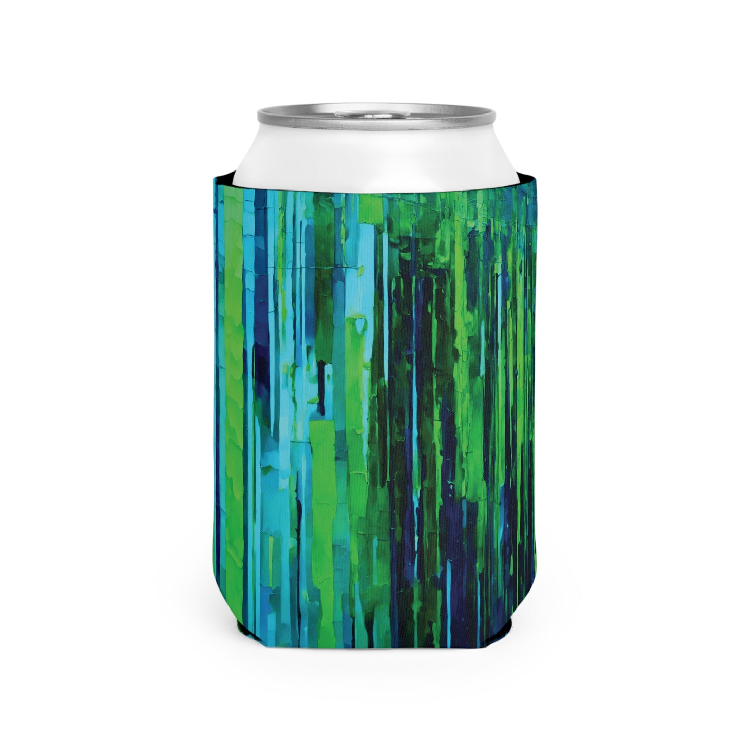 Striped Blue Green 12 oz Can Cooler Sleeve