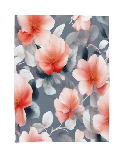 Red Blossom Floral Bunch Velveteen Plush Blanket, 60" x 80"