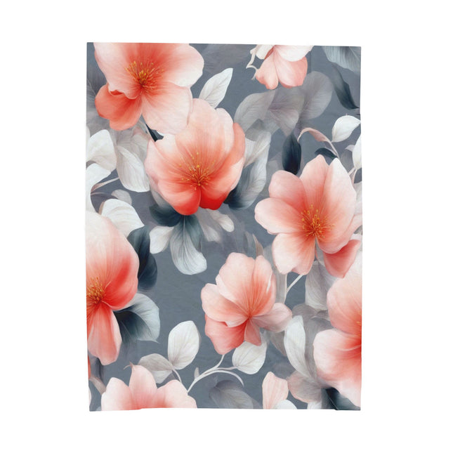Red Blossom Floral Bunch Velveteen Plush Blanket, 60" x 80"