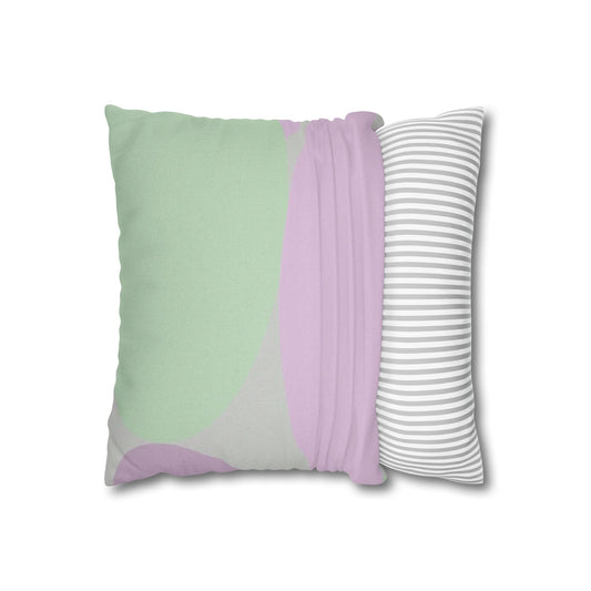 Pastel Lavender Purple and Soft Green Patches Spun Polyester Square Pillowcase, 14" x 14"