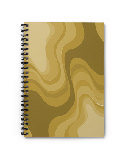 Brown Wavey Spiral Notebook - Ruled Line, 6" x 8", 118 pages
