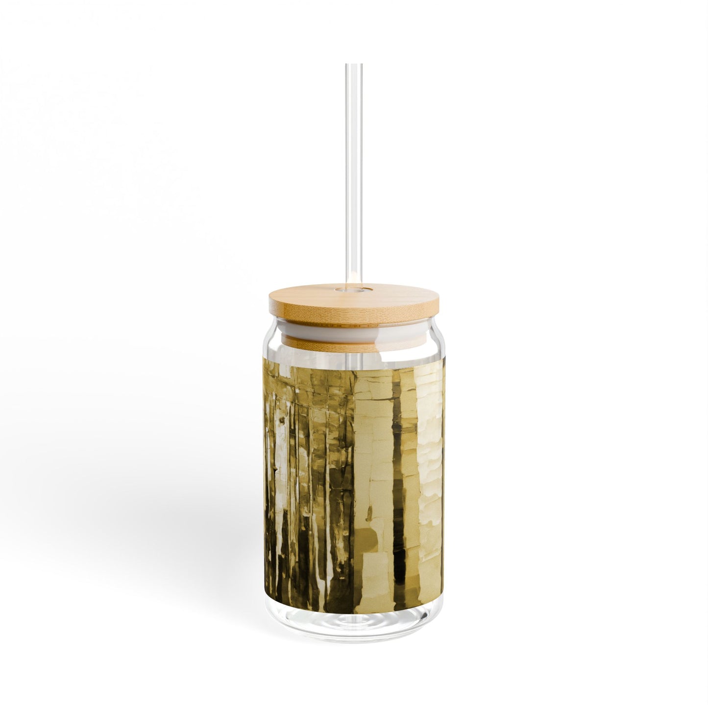 Striped Light Brown Sipper Glass, 16oz