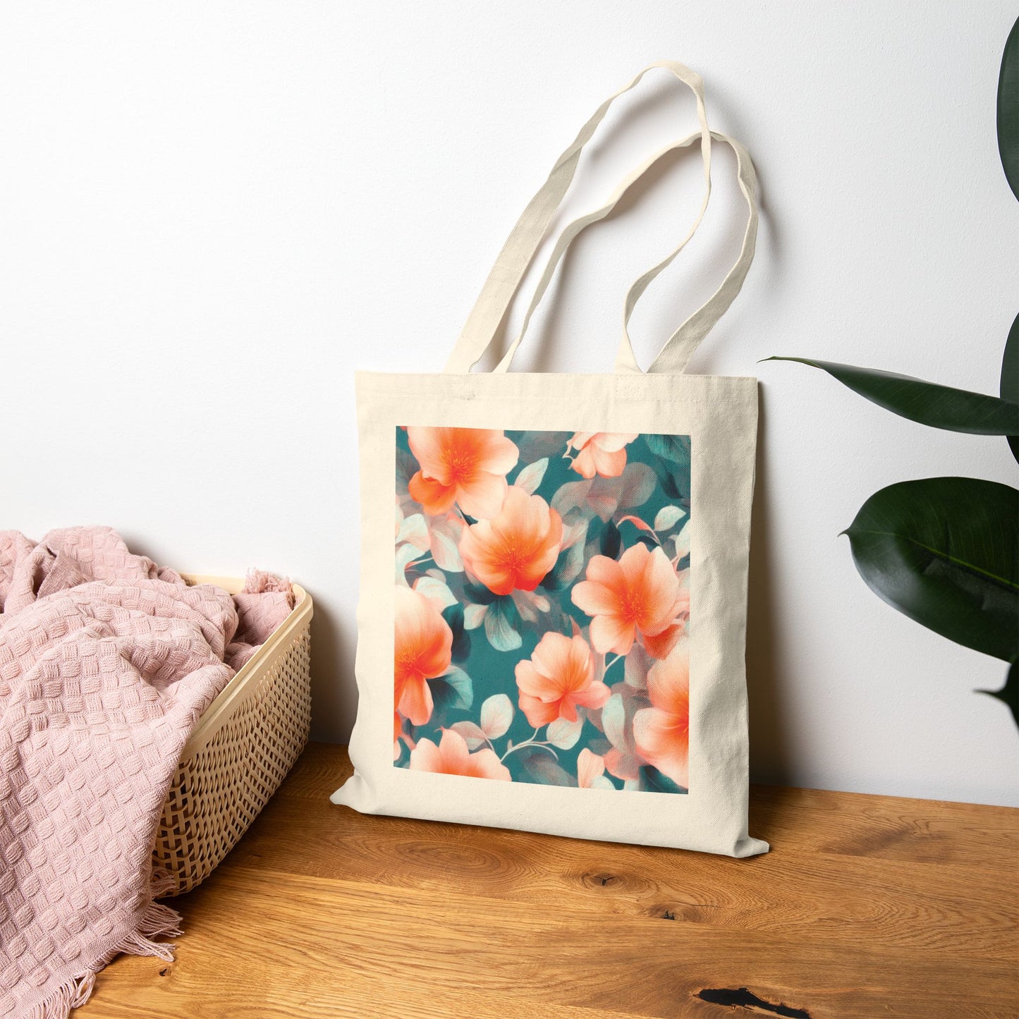 Orange Blossom Floral Bunch Cotton Canvas Tote Bag