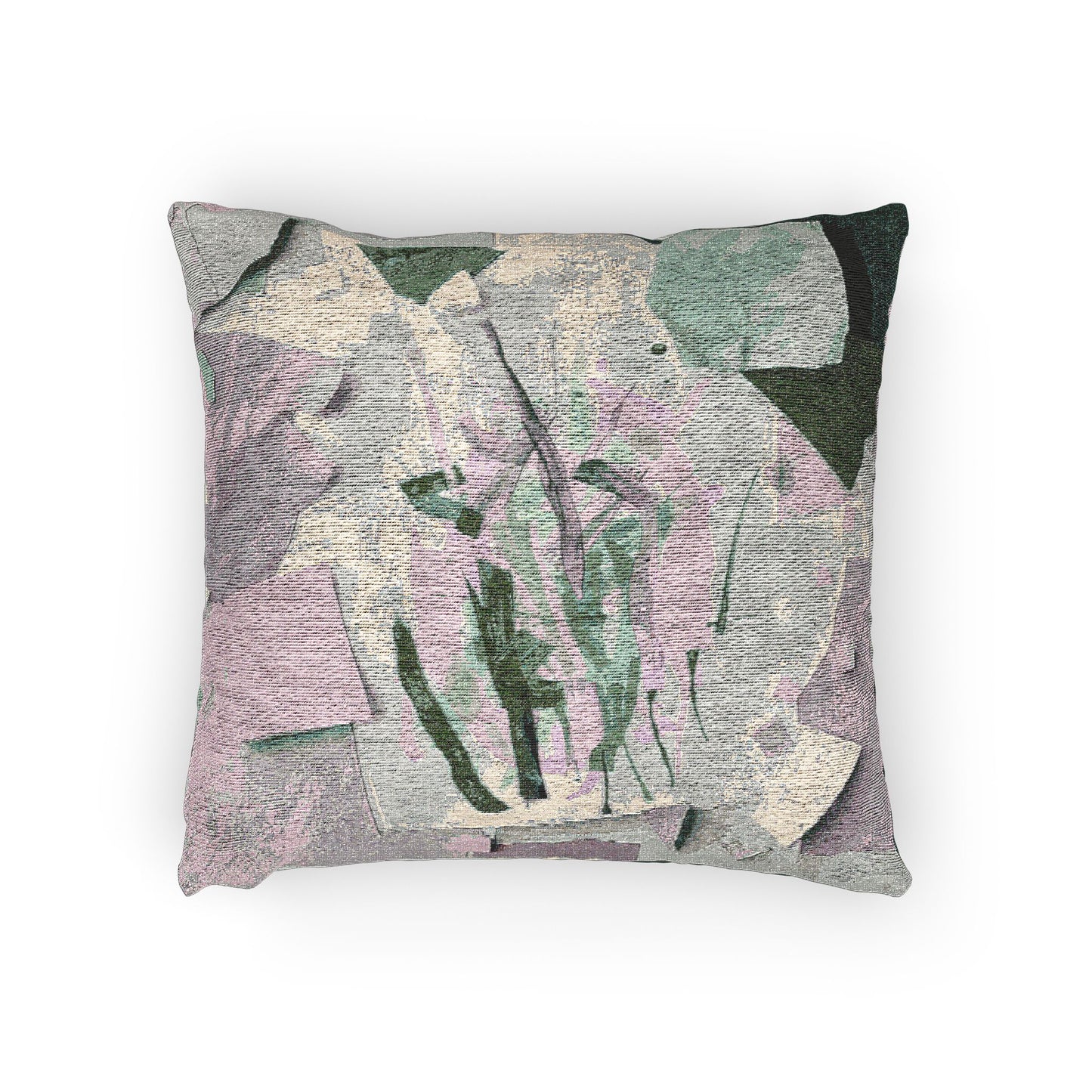Deep Green Pink Paper Paint Woven Pillow, 17" x 18"