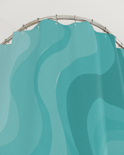 Tif Green Wavey Shower Curtains, 71" x 74"