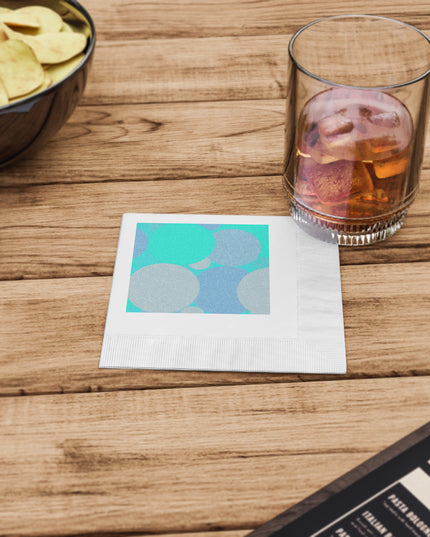 Pastel Tan and Tif Patches White Coined Napkins, 4.8" x 4.8"