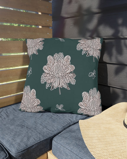 Soft White Floral Butterflies 18" x 18" Outdoor Pillow