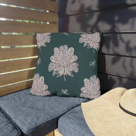Soft White Floral Butterflies 18" x 18" Outdoor Pillow
