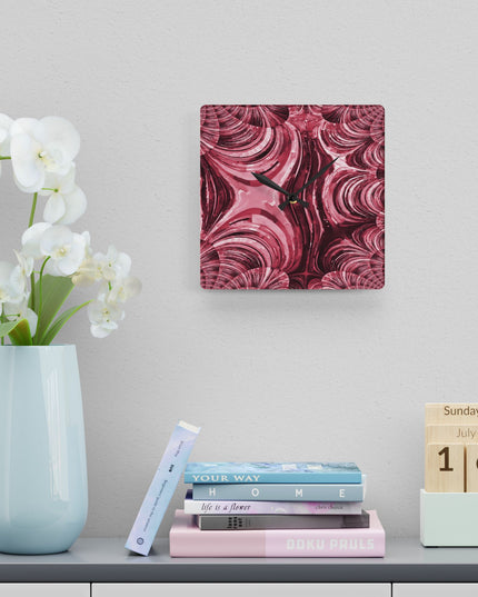 Uzi Spiral Ruby Acrylic Wall Clock, Round or Square, 10.75" x 10.75"
