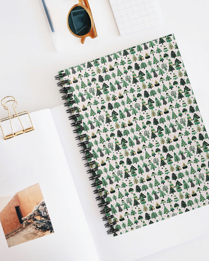 Mini Vintage Green Trees Spiral Notebook - Ruled Line, 6" x 8", 118 pages