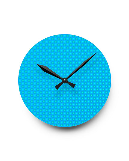 Blue Green Star-crossed Bodies Acrylic Round Wall Clock, 8" x 8"