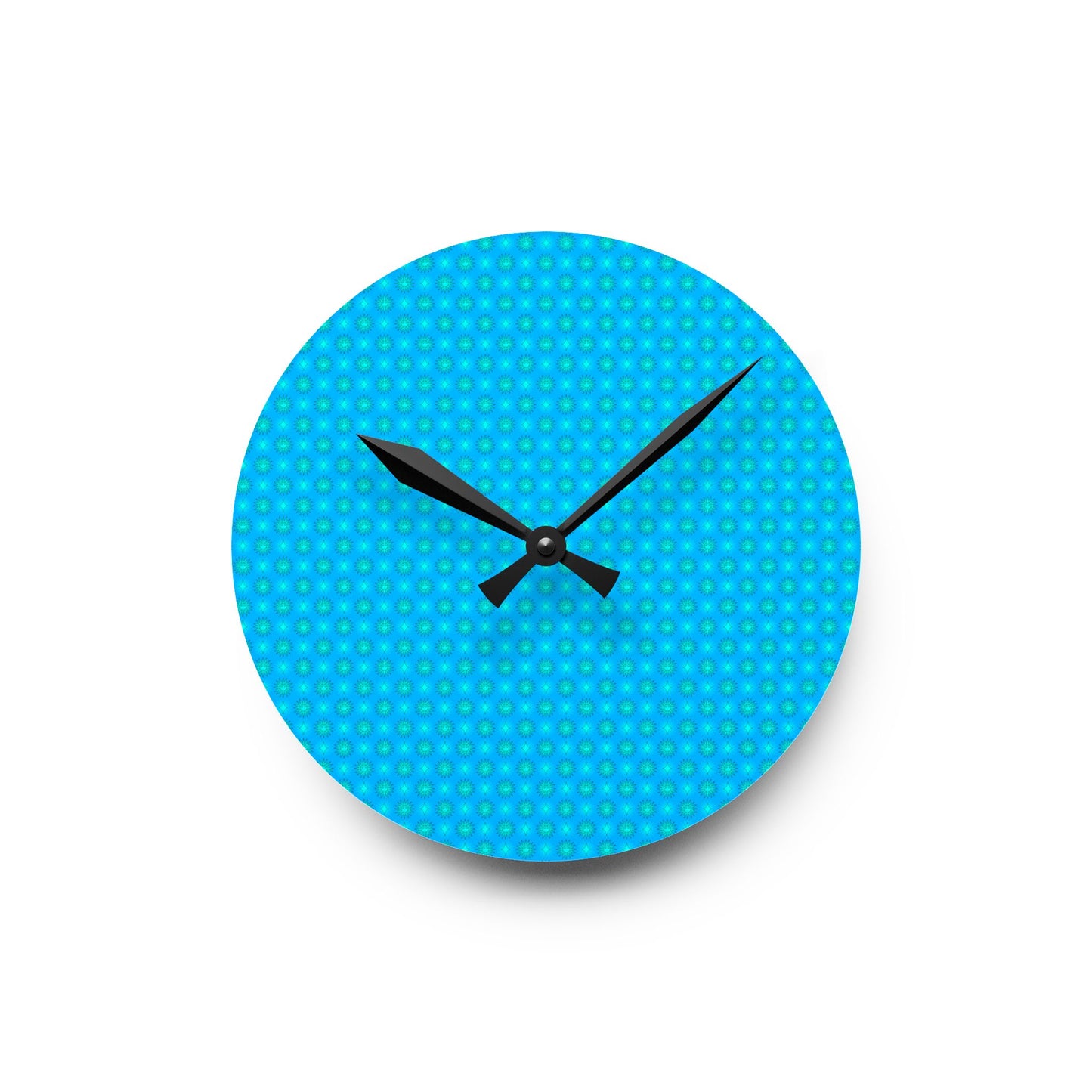 Blue Green Star-crossed Bodies Acrylic Round Wall Clock, 8" x 8"