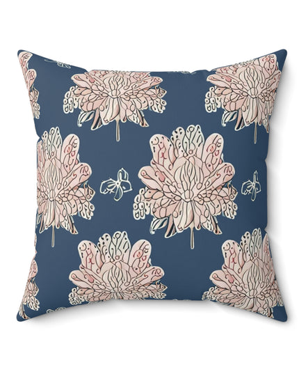 Rose White Floral Butterflies 20" x 20" Faux Suede Square Pillow