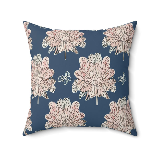 Rose White Floral Butterflies 20" x 20" Faux Suede Square Pillow