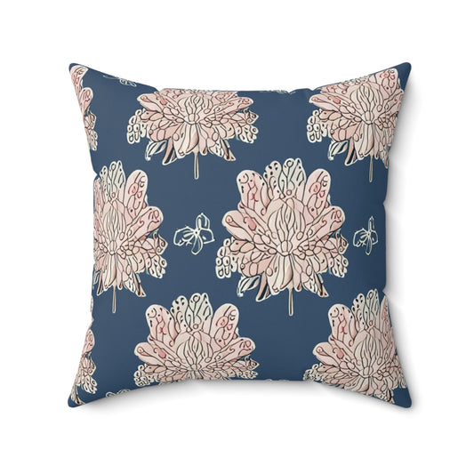 Rose White Floral Butterflies 20" x 20" Faux Suede Square Pillow